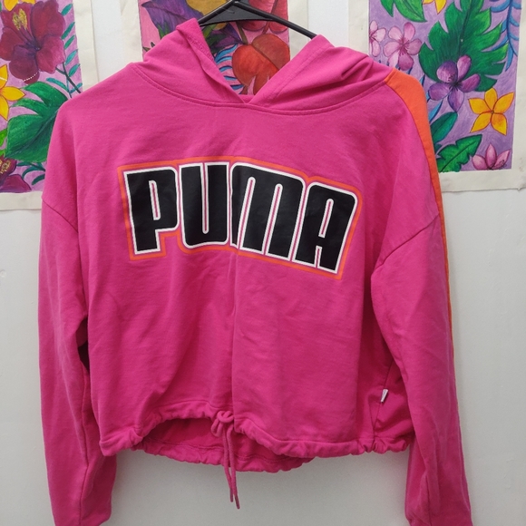 Puma Pink Crop Hoodie - Picture 3 of 3